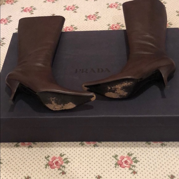 Prada Calzature Donna Seta Calf Boots in Moro - Picture 4 of 8